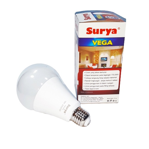 Bohlam Fitting LED Surya Sangat Terang Cahaya Putih 18 Watt Hemat Energy