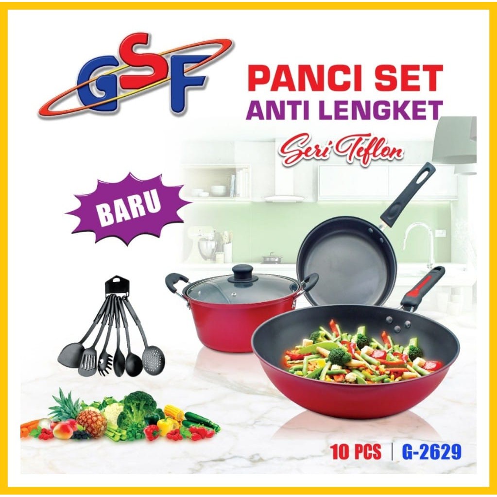 PANCI SET GSF G-2429 DAN G-2629 / TEFLON SET ANTI LENGKET / TEFLON GSF