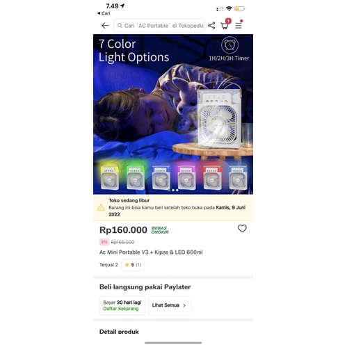 Ac Mini Portable V3 + Kipas &amp; LED 600ml - Ac Mini V3