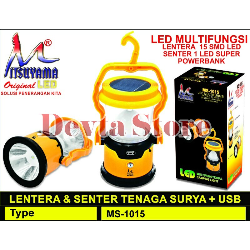 LENTERA EMERGENCY + POWERBANK + SOLAR CELL MS-1015 MITSUYAMA