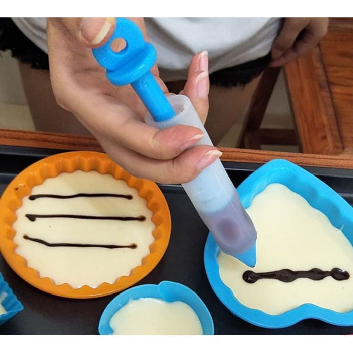 4 spuit Set Silicone Chocolate Cream Gun Cetakan suntikan Kue Dekorasi