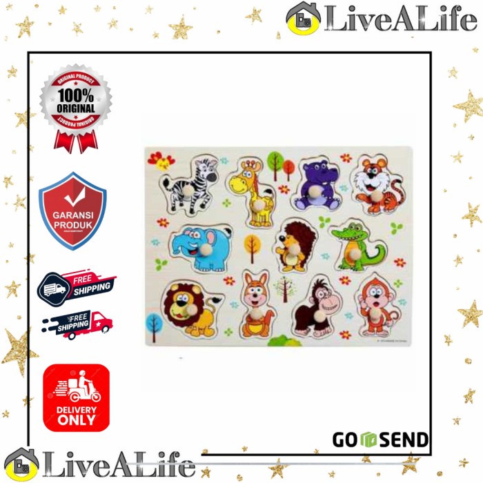 JJOVCE Mainan Edukasi Anak Wooden Baby Educational Model Hewan - 3014