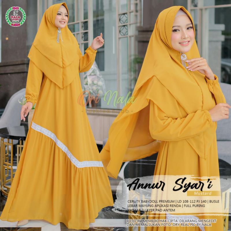 GAMIS SYARI ANNUR SET ( Gamis + Jilbab ) ORI NALA