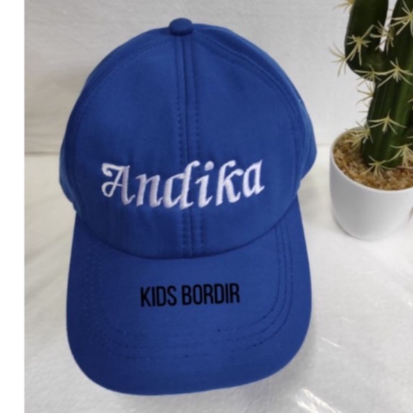 Topi Baseball anak custom nama Gratis Bordir Nama sendiri-Biru