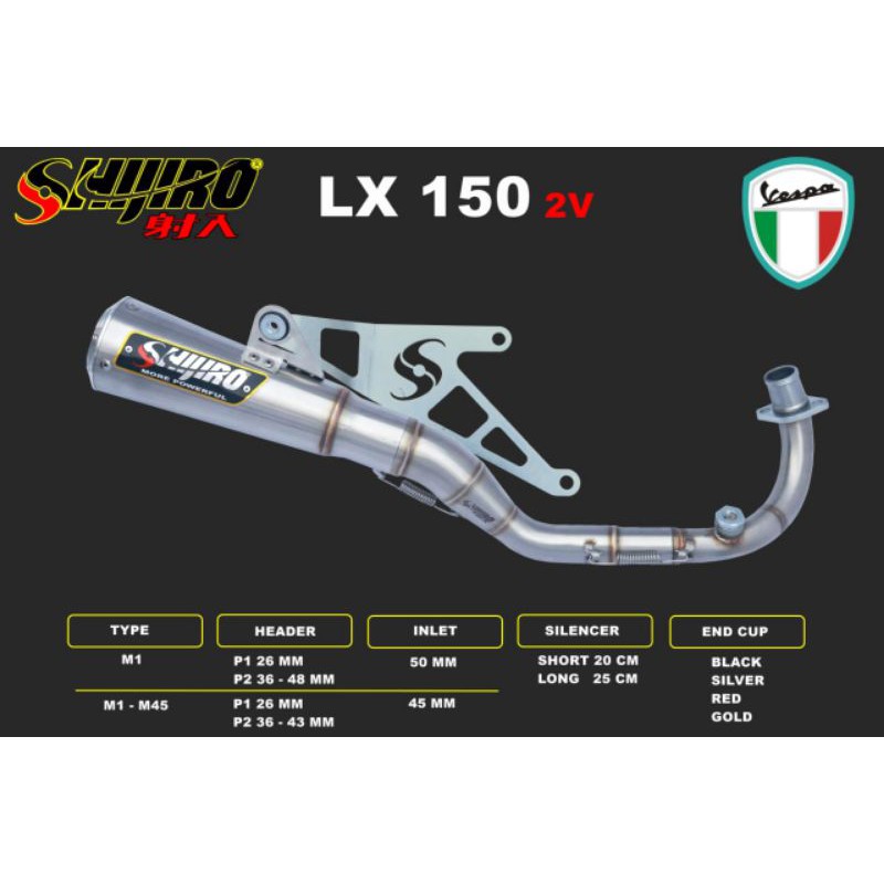 Knalpot Vespa Matic LX 150 2v type M1 Shijiro Racing Original