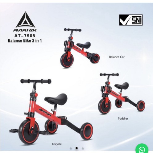 AVIATOR AT-7905 AT7905 ( 3 in 1 ) BISA JADI BALANCE BIKE PUSH BIKE