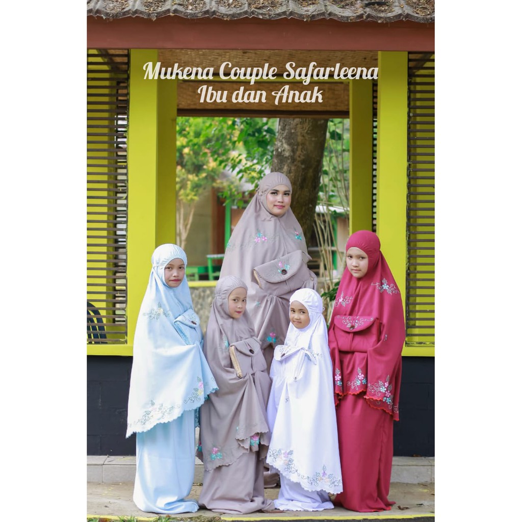 Mukena Couple ( Dewasa + Anak ) Safarleena Original Bordir Manual katun Viscose Premium khadijah Jum