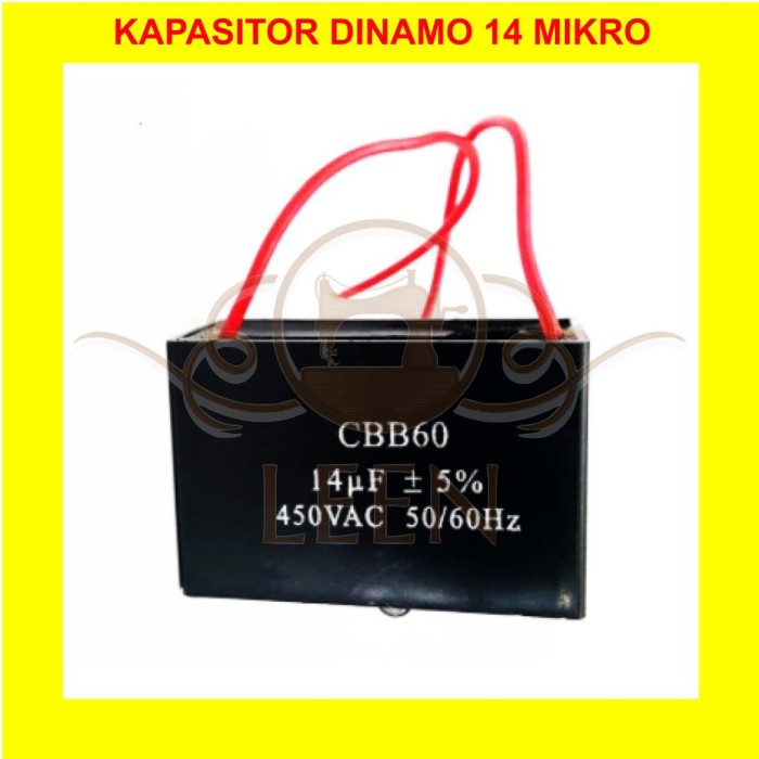 Kapasitor Dinamo 14 Mikro UF (KABEL MERAH) Mesin Jahit Industri LEEN