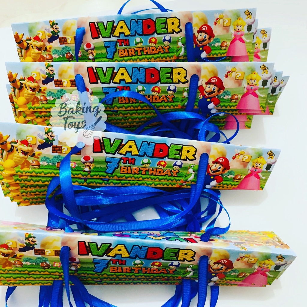 

Mario Bros Label Snack Goodie Bag Birthday / Kantong Plastik Souvenir Ulang Tahun
