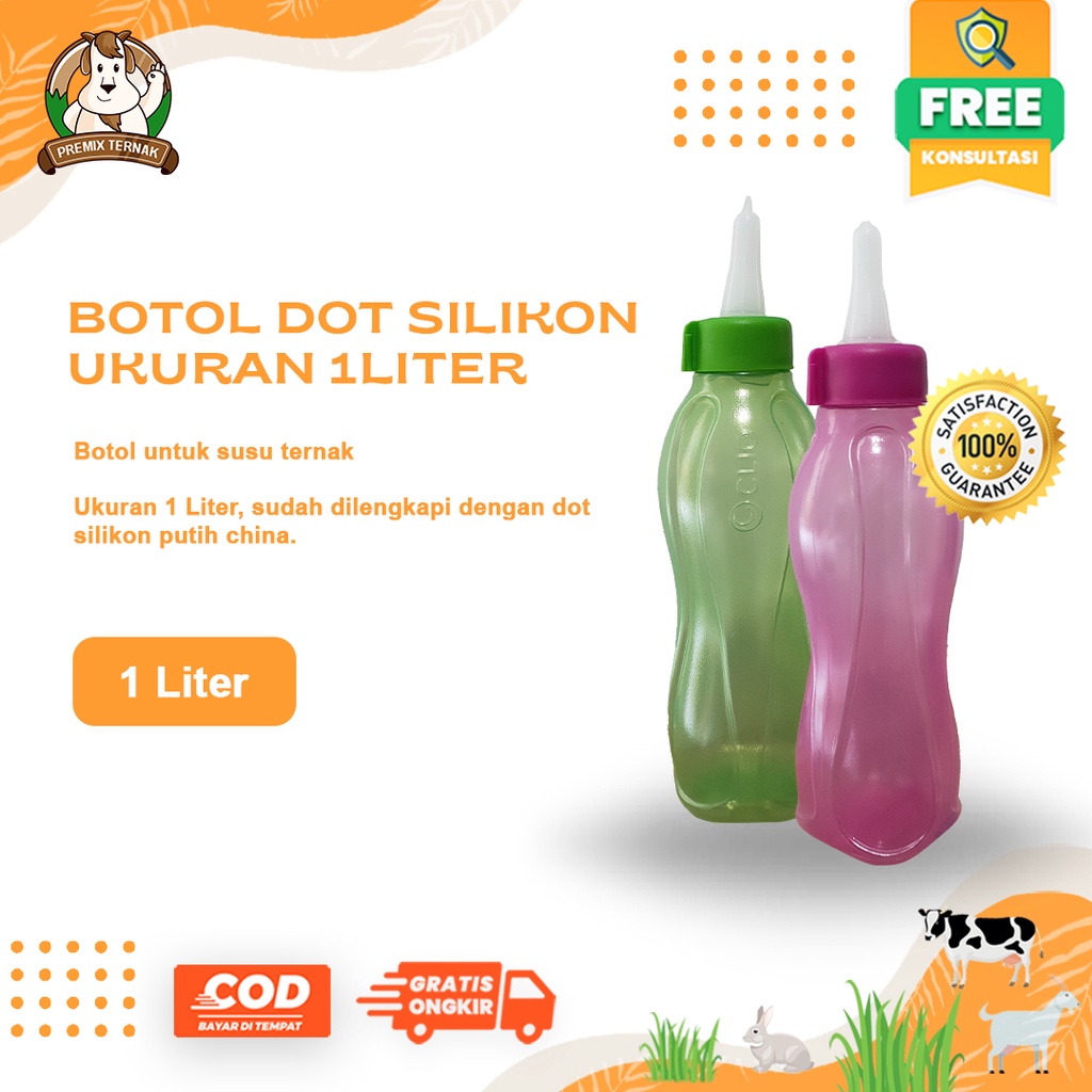 DOT CEMPE DAN BOTOL - Botol Dot Silikon Putih 1000ml &amp; 750ml untuk Cempe Kambing Domba