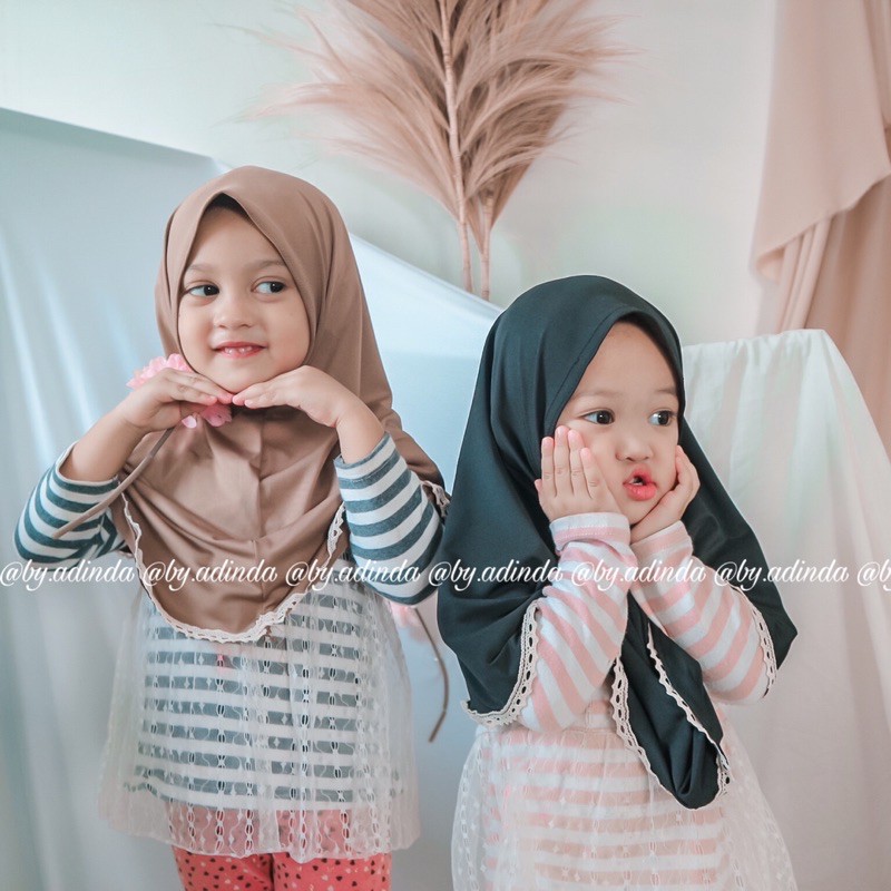 Bergo Anak Jersey Renda Clemira hijab jilbab balita instant syiria