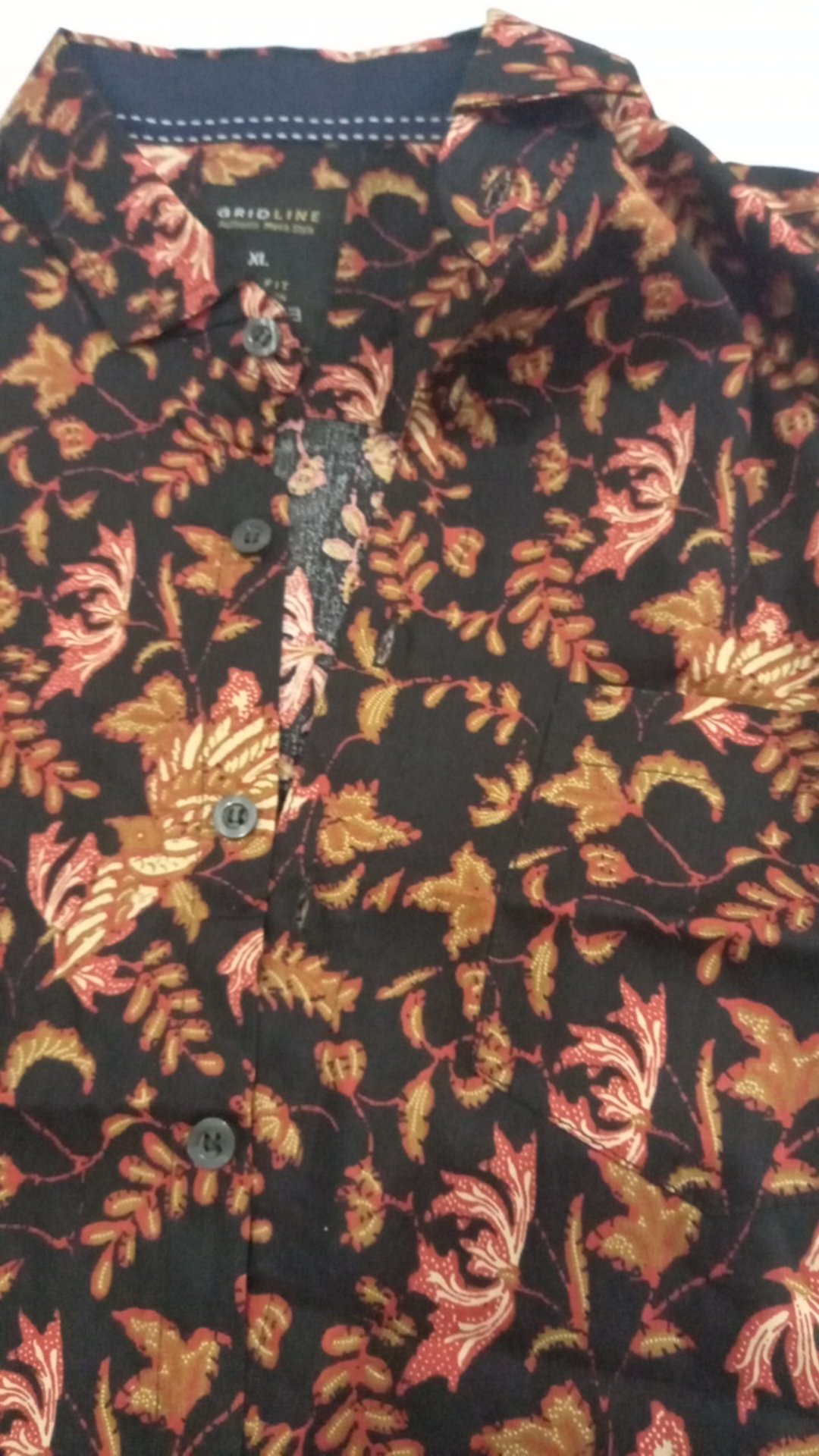 [gridline - S065 Red Brown & Light Brown] Kemeja Batik Slimfit Pria Katun Lengan Pendek M-xxl