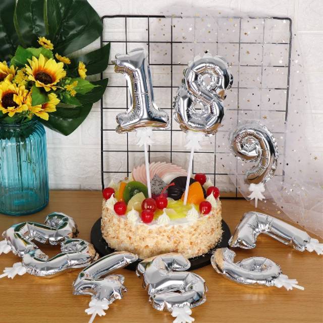Topper cake balon angka hiasan kue terbaru