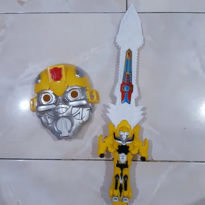 Mainan Set Topeng dan Pedang Transformers - Cosplay Bumblebee Anak Laki Cowok