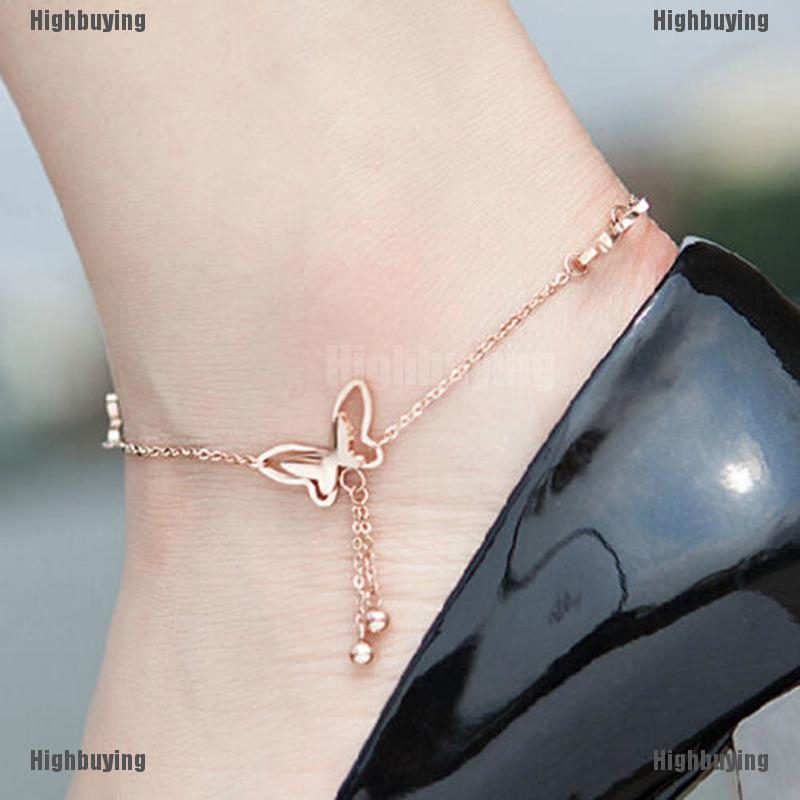 Gelang Kaki Rantai Warna Rose Gold