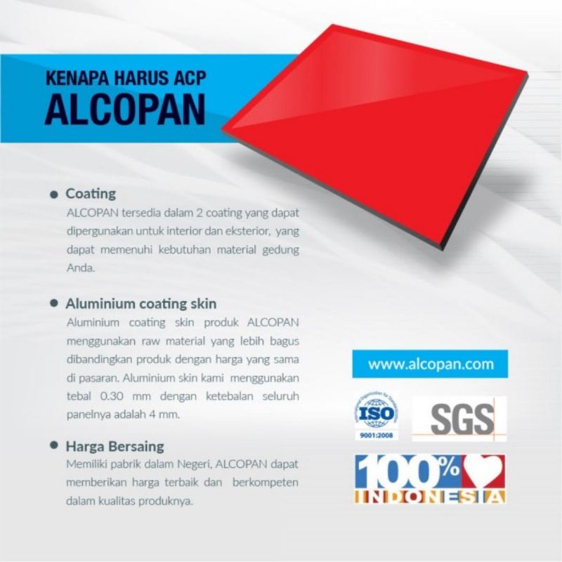 ACP Almunium Composite Panel ALCOPAN 4mm PVDF: Red Glossy