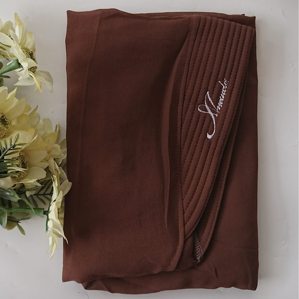 Jilbab Instan Ceruty 2 Layer Oval Jumbo Polos/Khimar Ceruty Sayana-Dark choco