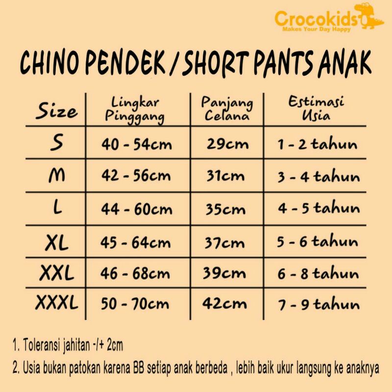 Celana Pendek Chino Anak Zunior 1 - 12 Tahun