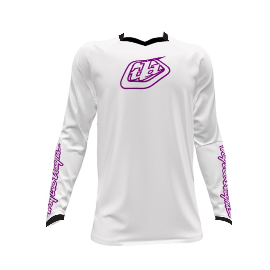 Jersey Sepeda dan Trail TLD Putih List Ungu
