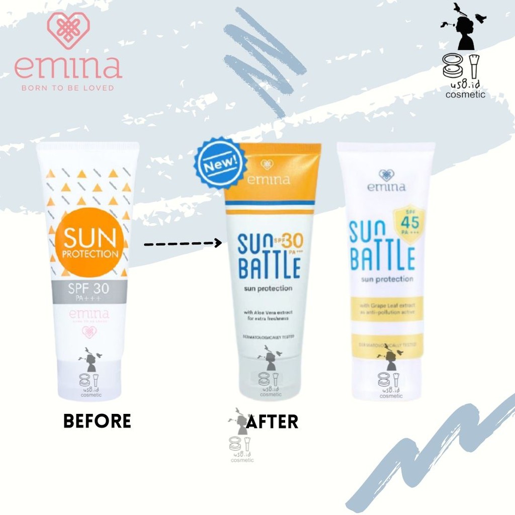 EMINA Sun Protection SPF 30 PA+++ 60mL | Emina SUNBATTLE SPF 30 PA+++ 60mL | Emina Sun Battle SPF 45 PA+++ 30 ml | Sunscreen UV || SUN BATTLE