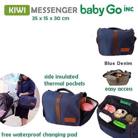 BabyGo Inc Kiwi Messenger Bag Denim