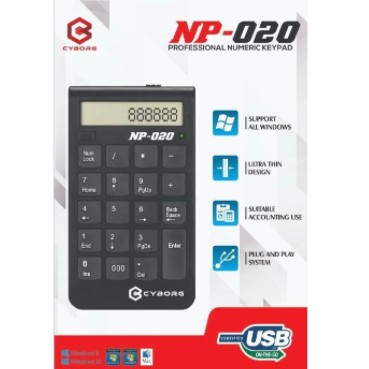 Keyboard numeric cyborg wired usb lcd display calculator 2in1 on off np-020 np020 - keypad angka