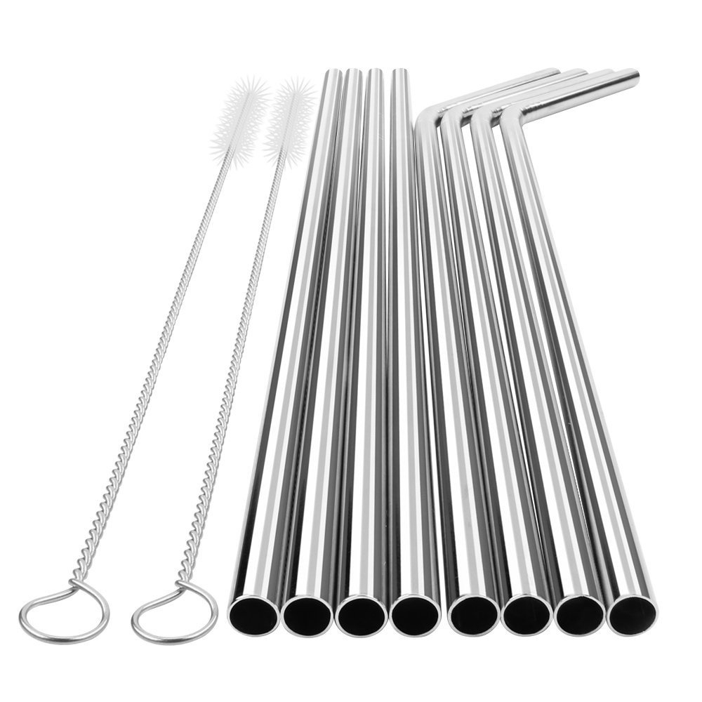 【TERSEDIA &amp; COD】8Pcs Sikat Pembersih Sedotan Bahan Stainless Steel