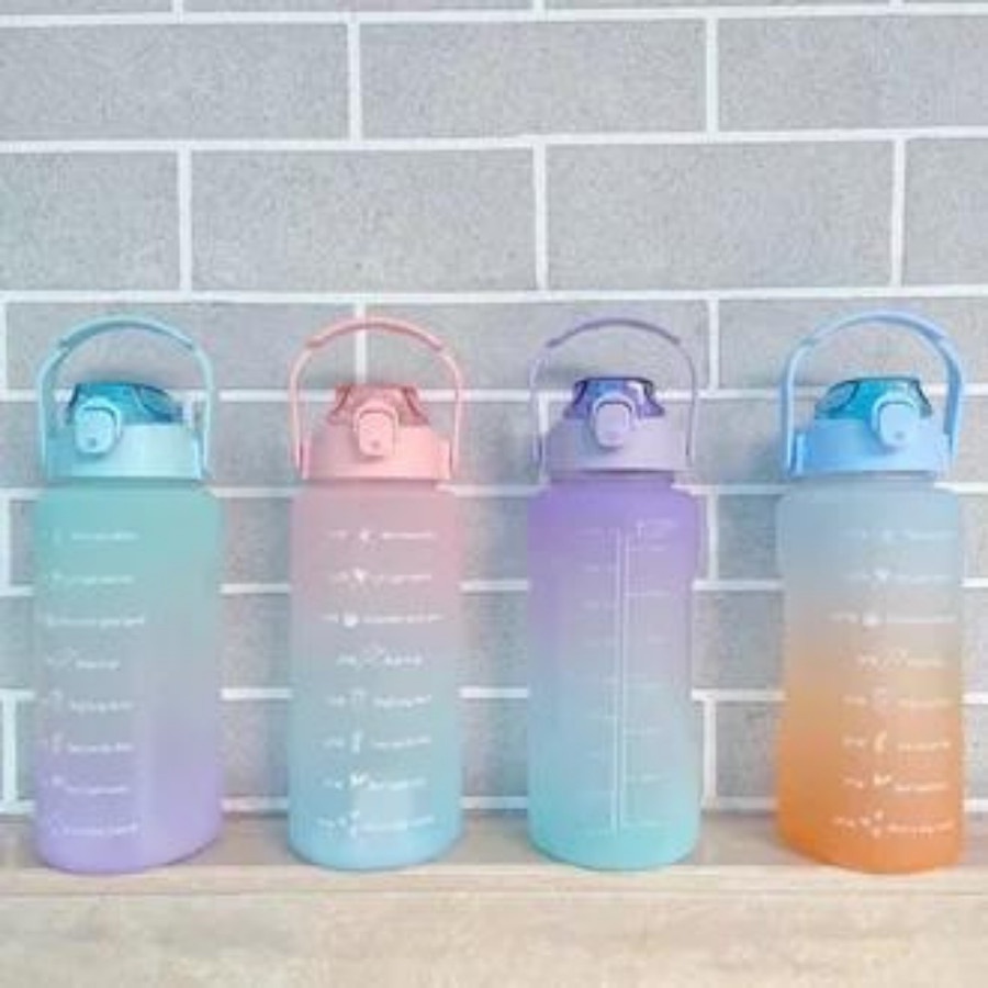 BOTOL MINUM VIRAL 2 LITER BOTOL MINUM MOTIVASI WARNA RAINBOW