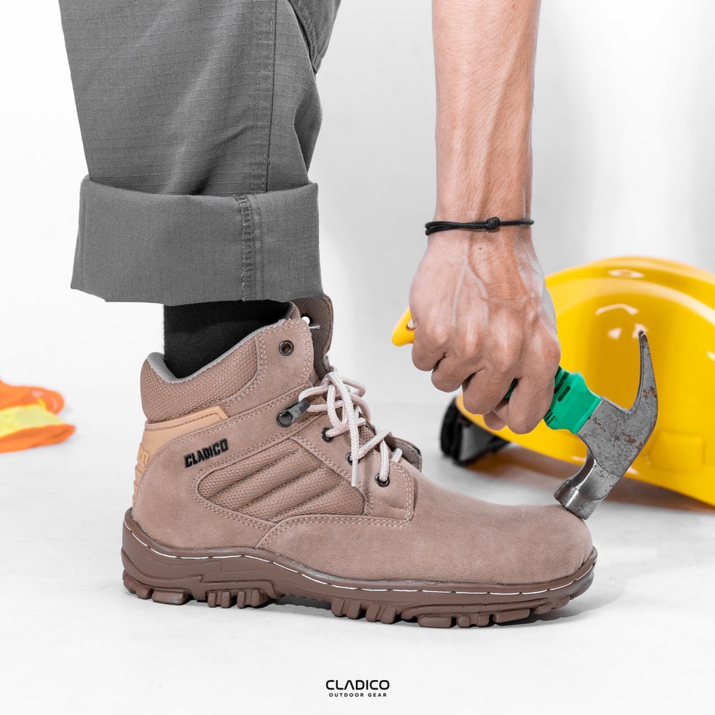 CLADICO Sepatu Safety Boots Pendek Arka Original Low Cut Dengan Zipper Resleting dan Tali  Sefty Shoes Kerja Lapangan Proyek Outdoor Berkendara