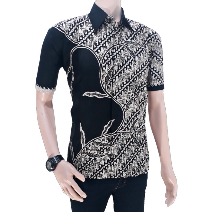 Kemeja batik pria hitam modern batik Pekalongan