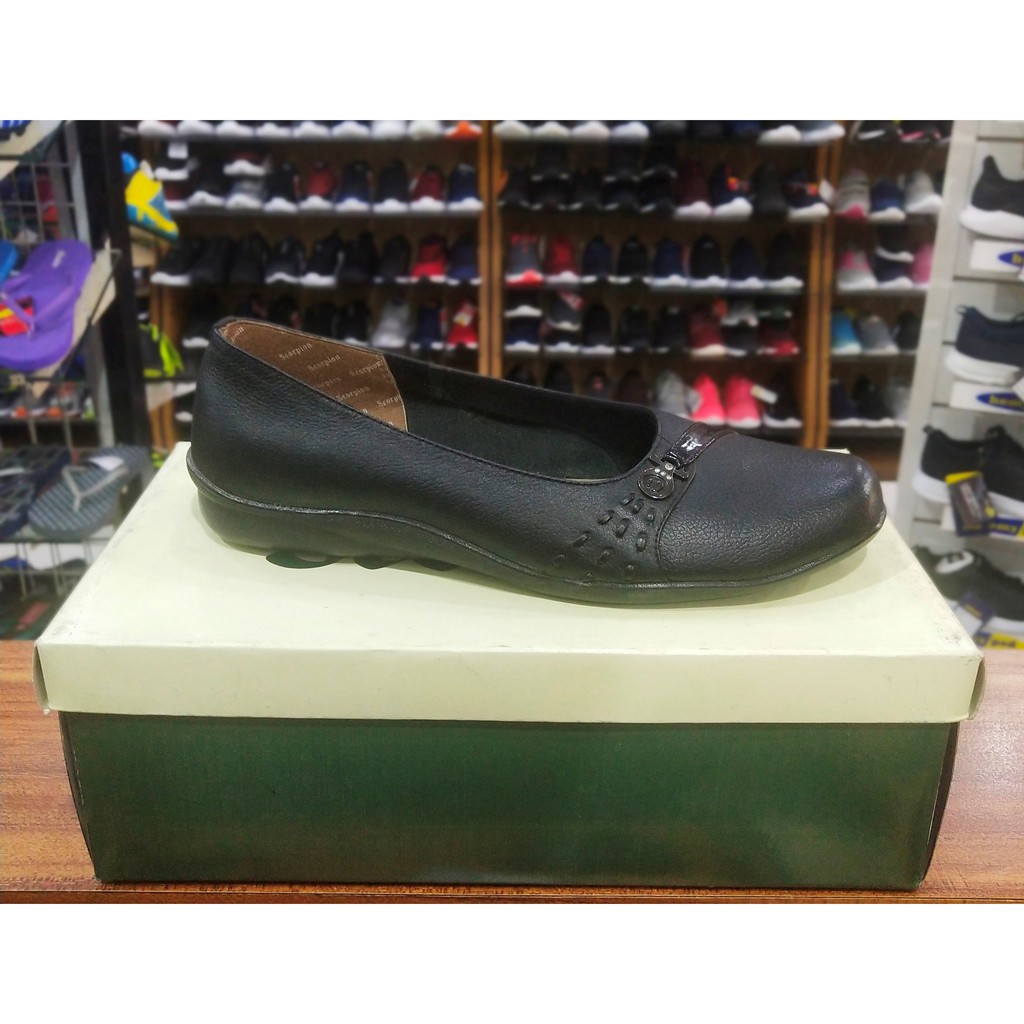 Sepatu Flat Wanita Kulit Kerja Scorpion 6108 Black Terlaris