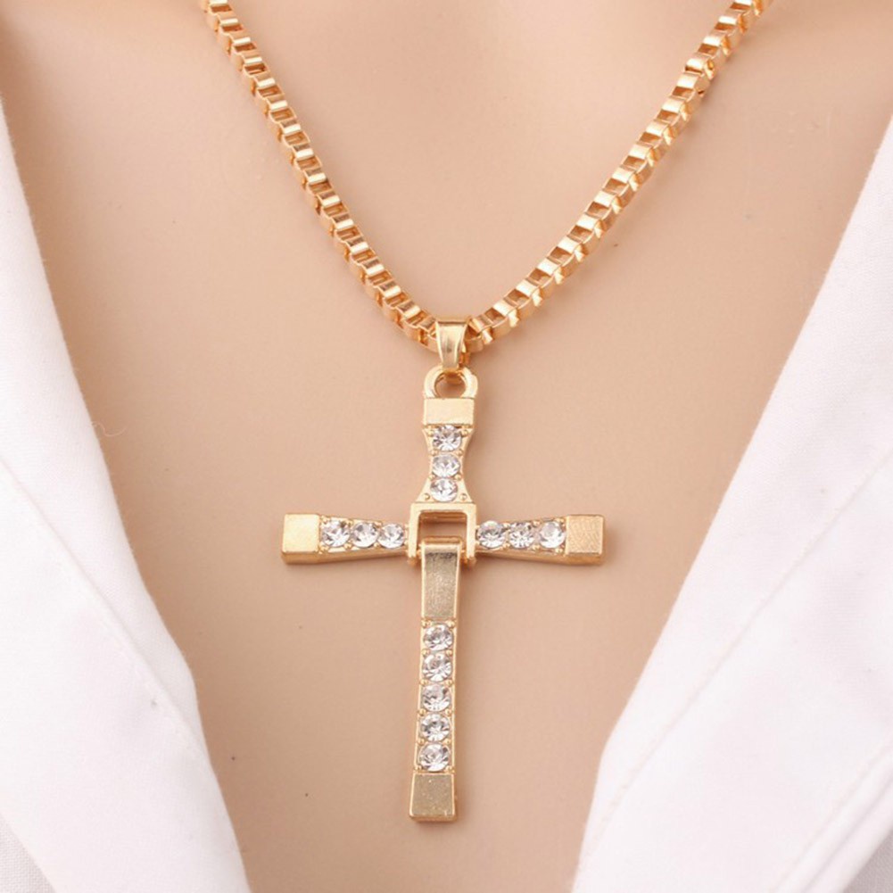 Fast And Furious Toretto'S Cross Pendant Necklace With Little Crystal