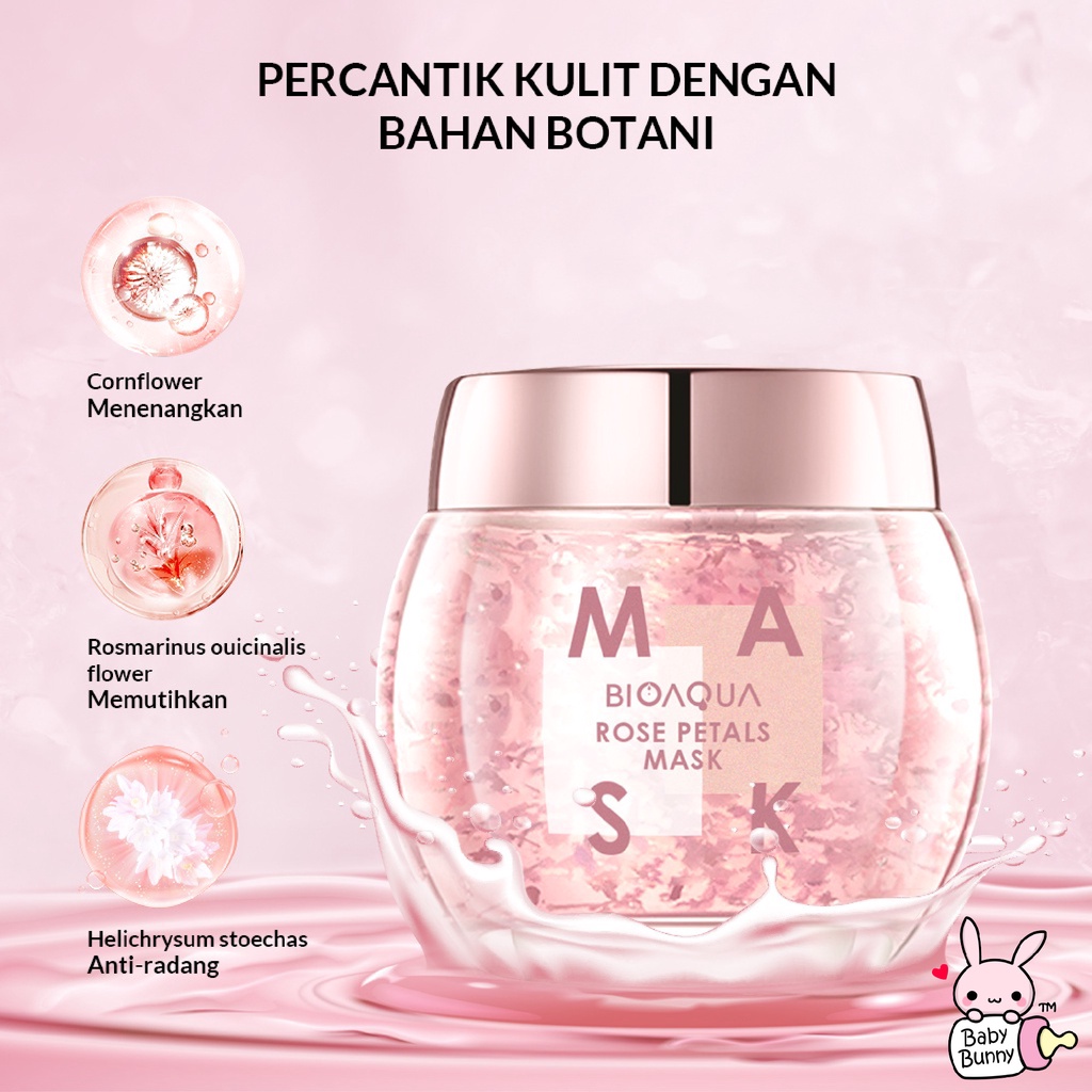 ❤ BELIA ❤ BIOAQUA Flower Series Rose Petals Toner 250ml | Rose Petal Mask 120g | Skincare mengandung essens kelopak mawar | BPOM