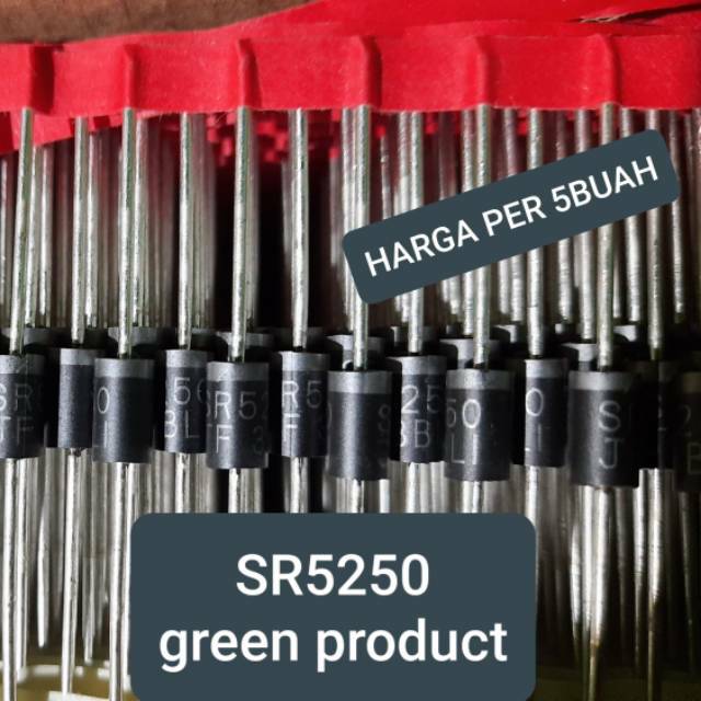 5buah DIODA SCHOTTKY SR5250 SR 5250 PENGGANTI SB5250 SB 5250 MBR5250 MBR 5250 5A 250V GREEN PRODUCT