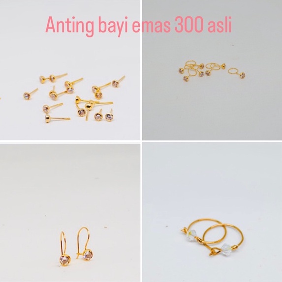 Anting Bayi Emas Asli Kadar 300 berat 0,25-/+gram (sepasang)