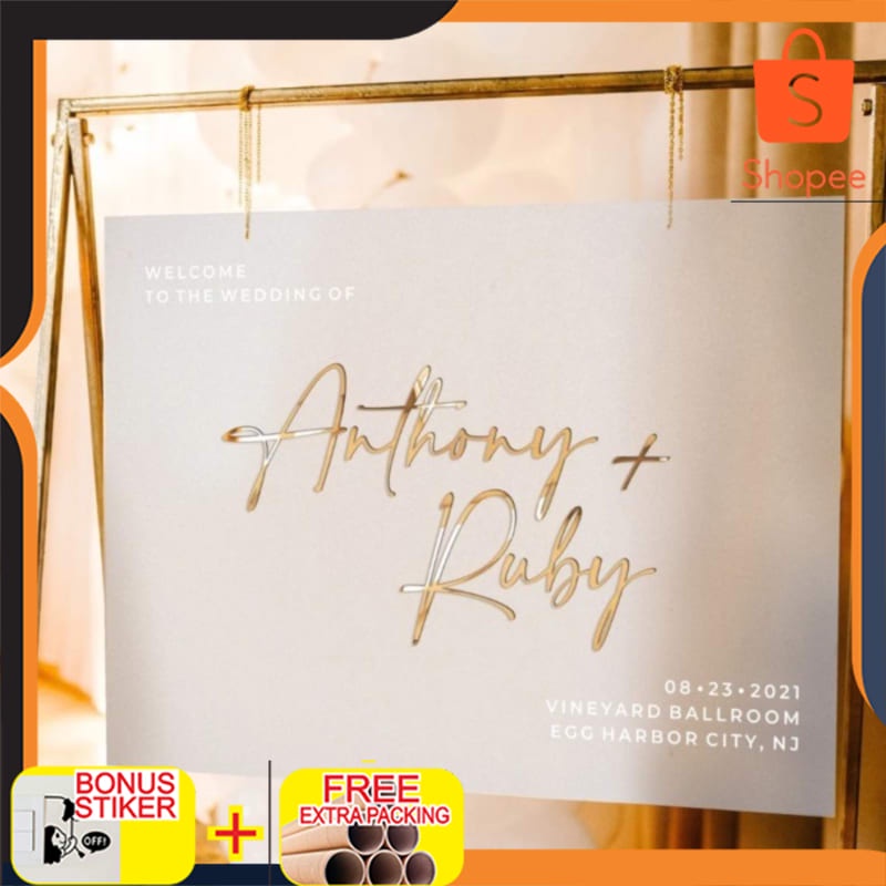 

Murah Welcome Sign Frost Akrilik Wedding Acara Papan Acrylic Frost Landscape - 30x50 Elegan