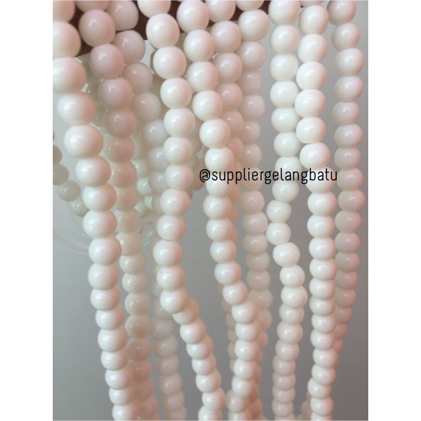 batu kristal 6mm white onyx susu natural putih stone healing akik aksesoris beads craft supplier