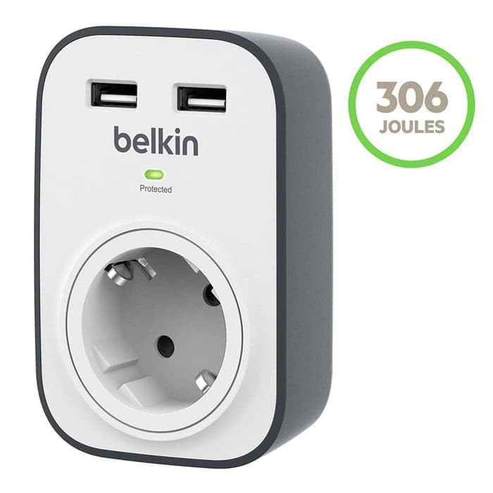 Belkin Surge Protector 1 Outlet With 2 USB Ports (2.4A)