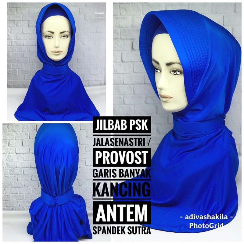 ADIVA - JILBAB BIRU ELEKTRIK PSK JALASENASTRI GARIS BANYAK KANCING