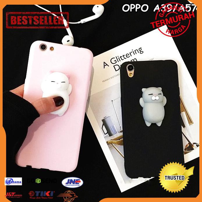 CASE HP OPPO A39 A57 SQUISHY CUTE CAT SQUEEZE SOFT CASE CASING
