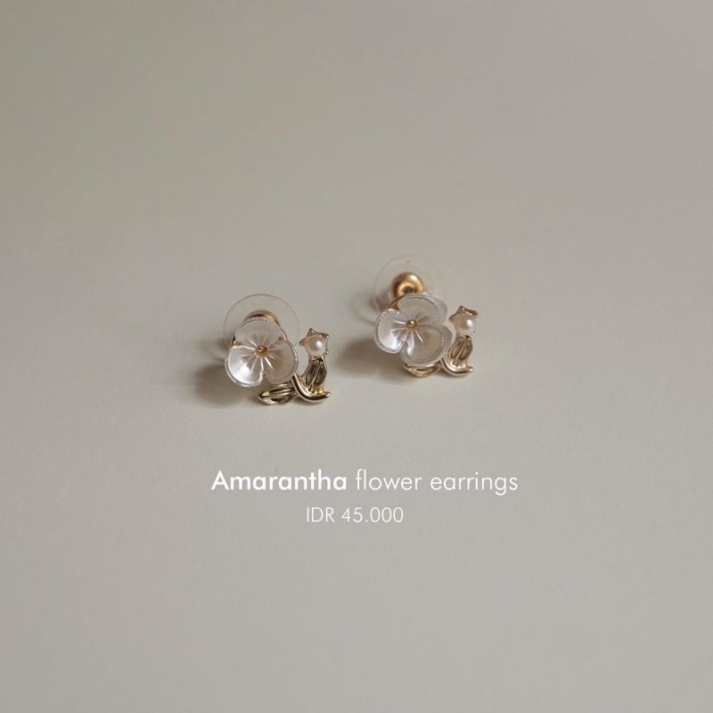 Ark.co - AMARANTHA white navy gold rosegold ; AMADEA flower earrings anting bunga