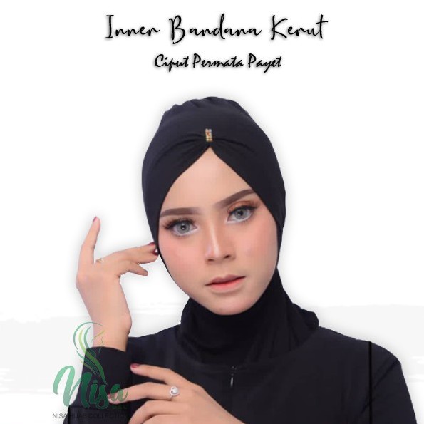 (1KG=30PCS) Iner Ciput Kerut Manik / Ciput Kerut Payet / Ciput Risty Tagor Kaos / Iner Hijab Wanita