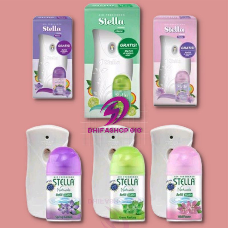 PROMO Stella matic alat + reffil dan baterai (pengharum ruangan) new