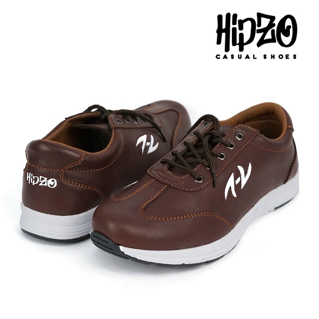 Sepatu Pria Casual Hipzo M-037 Pria Kerja Sekolah Original Kantor-COKLAT TUA