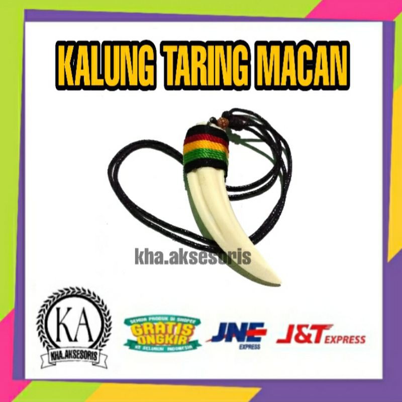 kalung pria tali hitam liontin etnik bandul taring babi/kalung taring macan