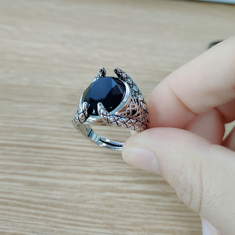 Set Cincin Model Terbuka Bahan Zirkonium Gaya punk Eropa Amerika Untuk Pria