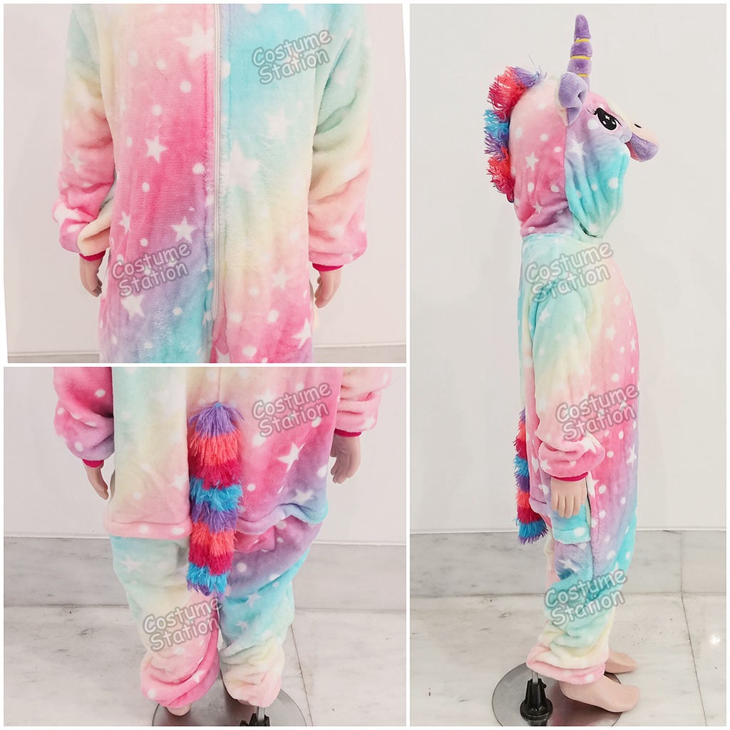 Kostum Onesie Unicorn Rainbow / Costume Kuda Poni motif Pelangi anak perempuan