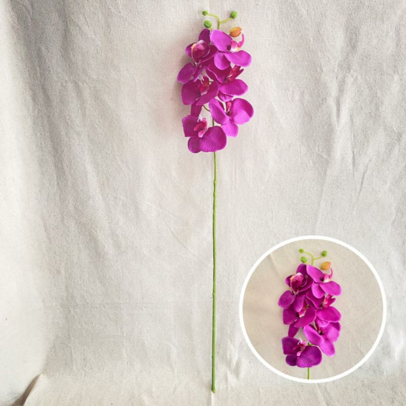 Bunga Anggrek Tunggal Premium P:80cm (satuan) Bunga Artificial / Bunga Plastik / Bunga Dekorasi-Ungu