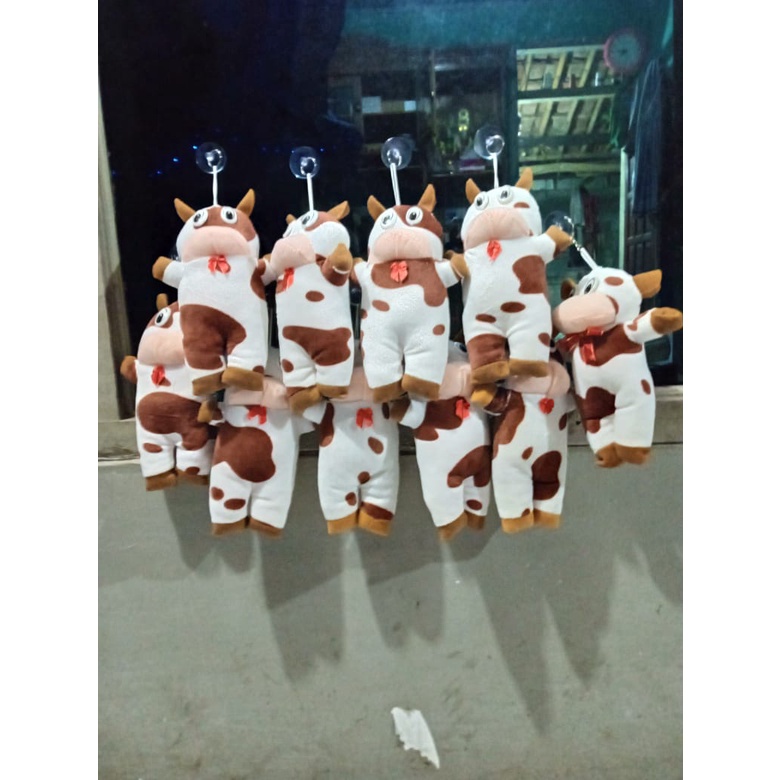 boneka tempean kaca mobil karakter sapi isi 10pcs / boneka tempelan / boneka murah / gratis tempelan kaca / boneka hiasan kaca mobil