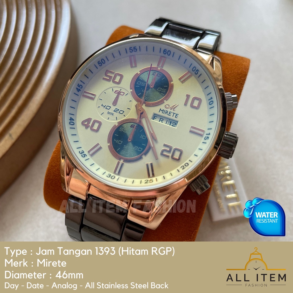 COD✅ Jam Tangan Rantai Pria Mirete Analog 1393 / Arloji / Watch / Tahan Air / Stainless Steel / Jam Tangan Laki Model Mewah